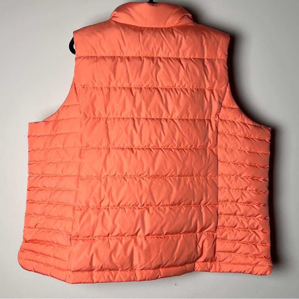 Lands' End Vibrant Orange/Peach Puffer Down Vest 2X 20W-22W woman’s - Picture 5 of 8